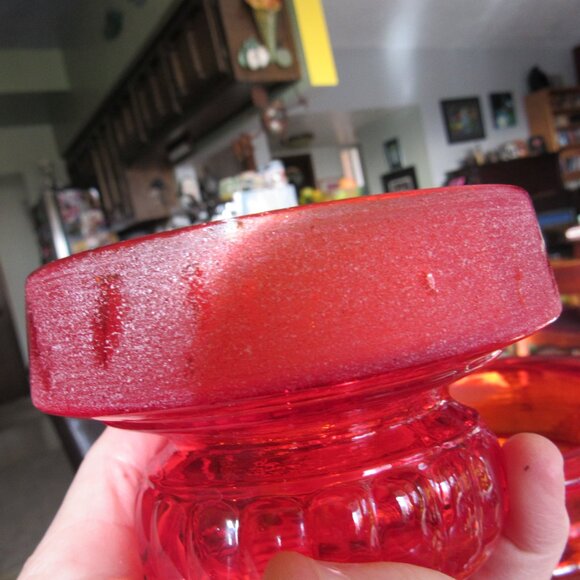 Vintage Red Glass Large Canister 12" - Picture 5 of 5